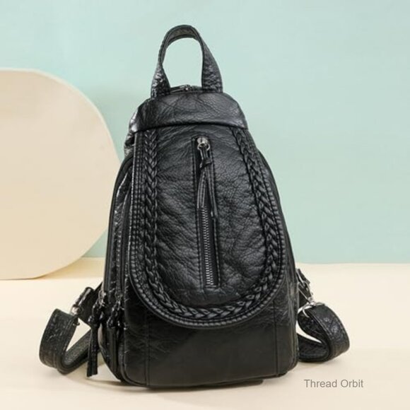 Vintage Embroidered PU Leather Backpack Purse Small Travel Bag Chest Pack main image 5